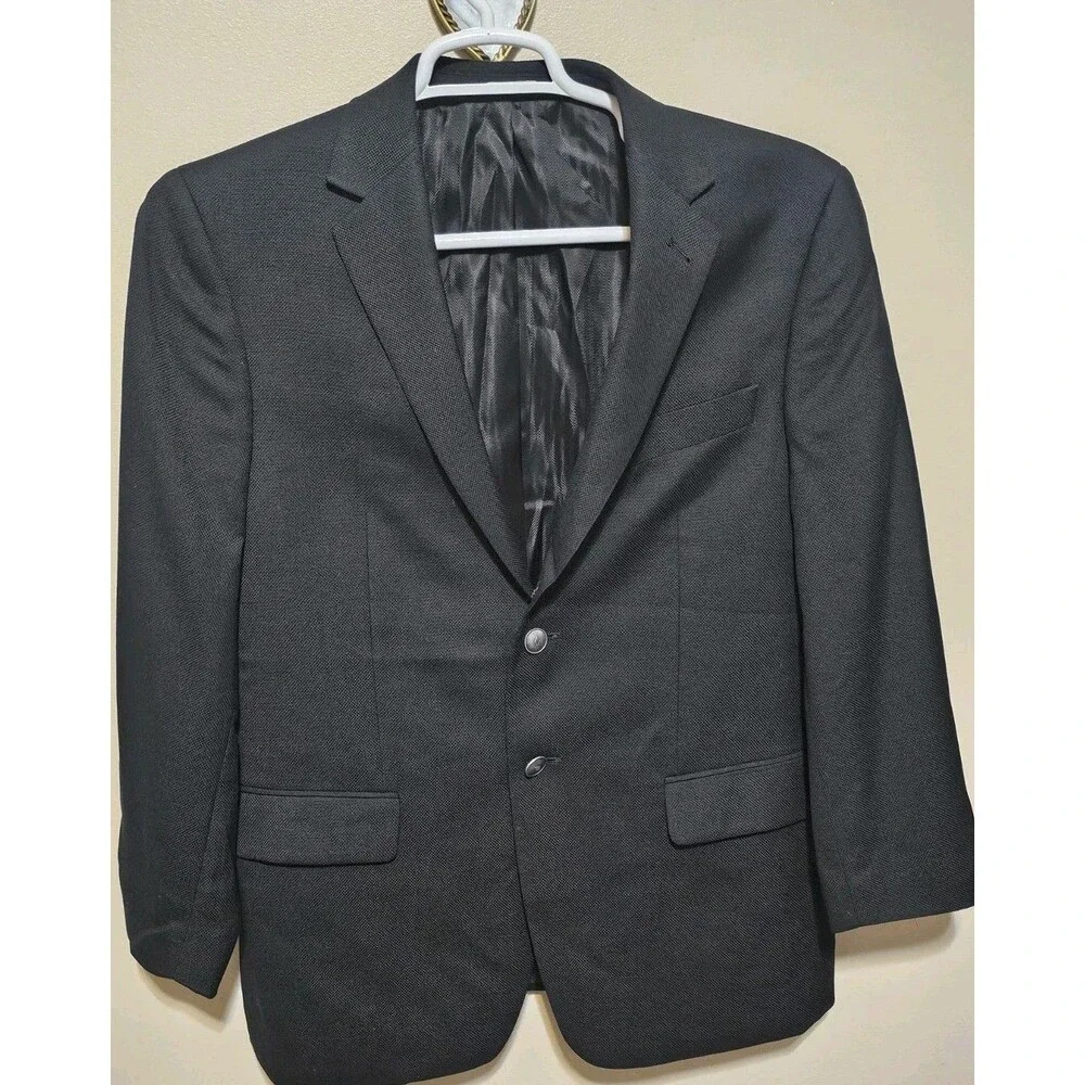 Joseph Abboud Heritage Blazer Mens 40 Short Black 100% Wool Reda Fabric Italy
